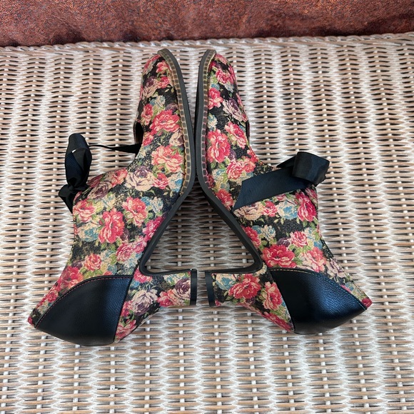 SOFFIA STEFANIA FLORAL TIE BOW LACE-UP LEATHER PUMP size 9 Mary Jane’s - Picture 10 of 13